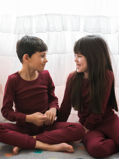 Organic Baby + Kids Pajama Set | Maroon