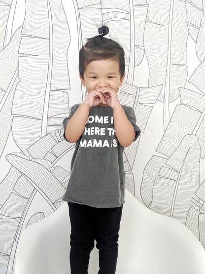 Home is where the mama is Kids Scoop Neck Tee -  Charcoal