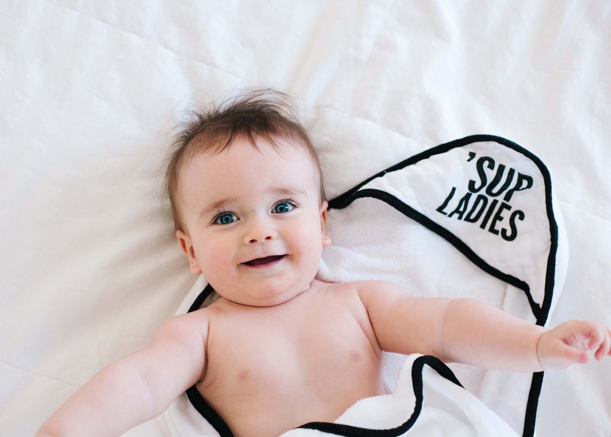 'Sup Ladies Muslin + Terry Hooded Baby Towel | GOTS Certified Organic Cotton Muslin Hood