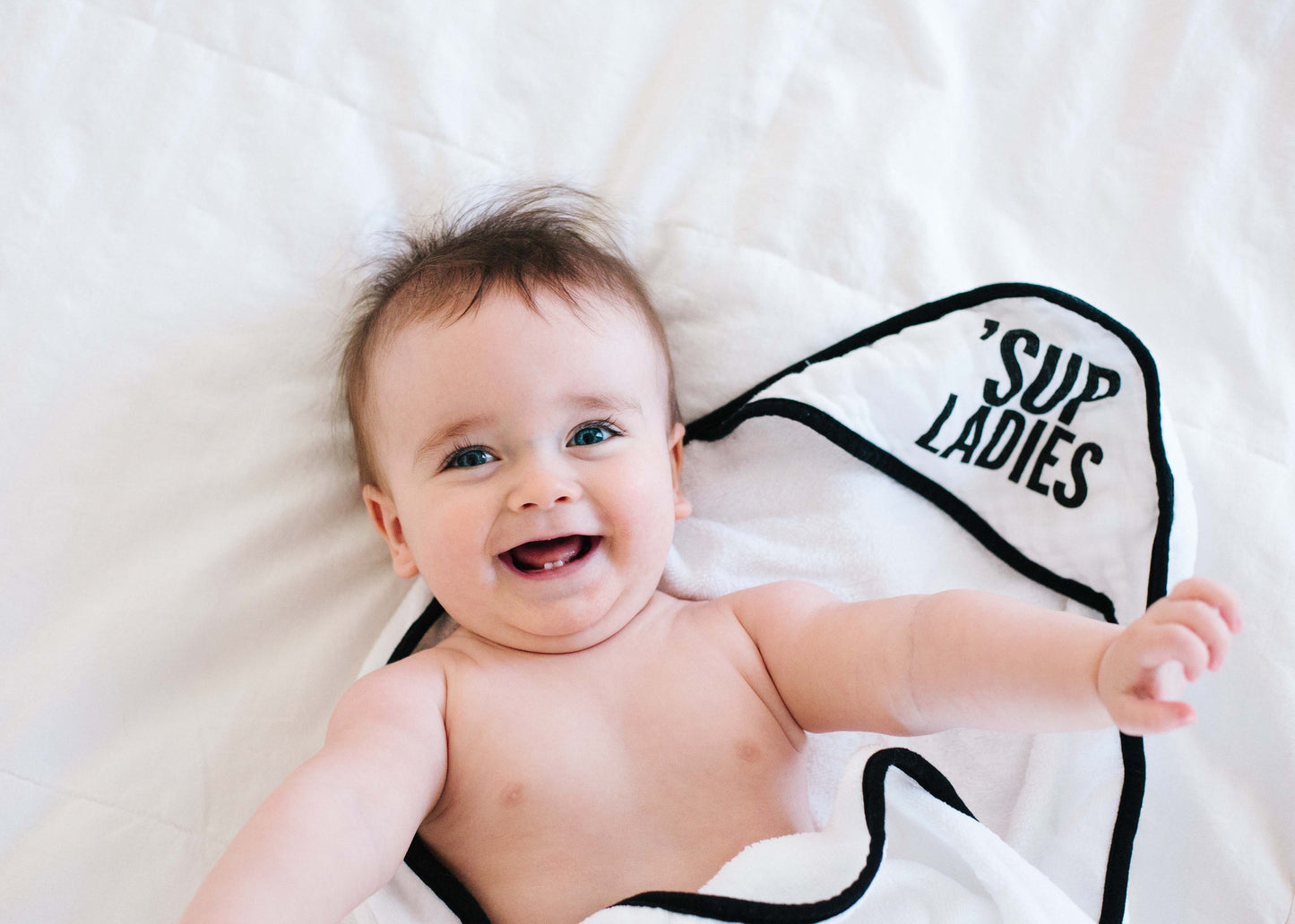 'Sup Ladies Muslin + Terry Hooded Baby Towel | GOTS Certified Organic Cotton Muslin Hood