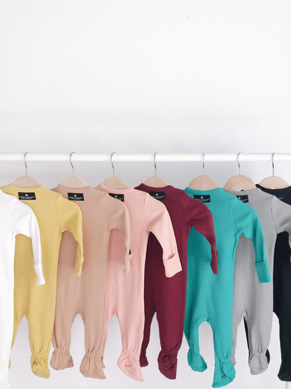 Organic Zip Footie | GOTS Certified Organic Cotton | Solid Colors