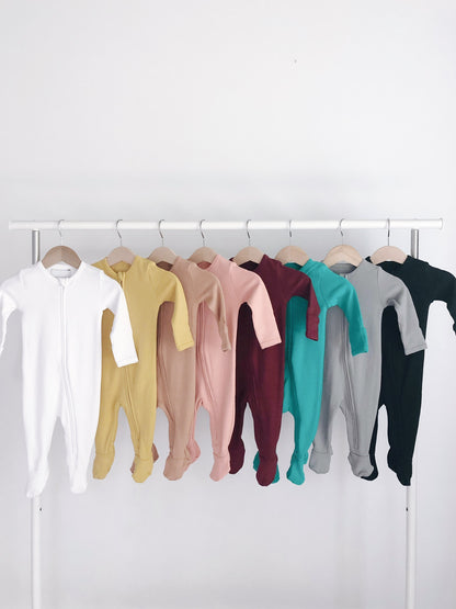 Organic Zip Footie | GOTS Certified Organic Cotton | Solid Colors