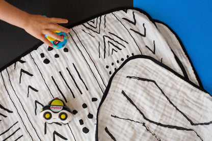 Mud Cloth + Moroccan Reversible Organic Muslin Quilt | GOTS Certified Organic Cotton Muslin