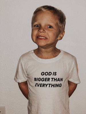 
                  
                    Load image into Gallery viewer, God is bigger than everything Kid&amp;#39;s Crewneck Tee -  Cloud
                  
                