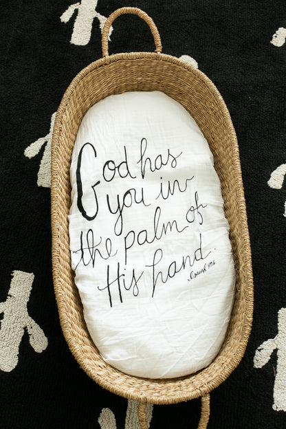 Isaiah 49:16 Bassinet + Small Changing Pad Sheet | GOTS Certified Organic Cotton Muslin