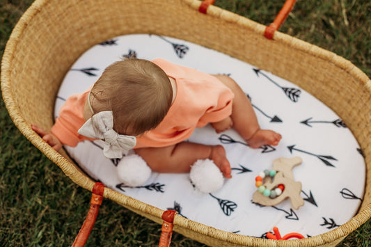 Arrows organic muslin bassinet and small changing pad sheet by Modern Burlap