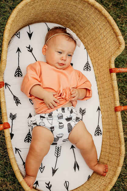 Arrows Bassinet + Small Changing Pad Sheet | GOTS Certified Organic Cotton Muslin