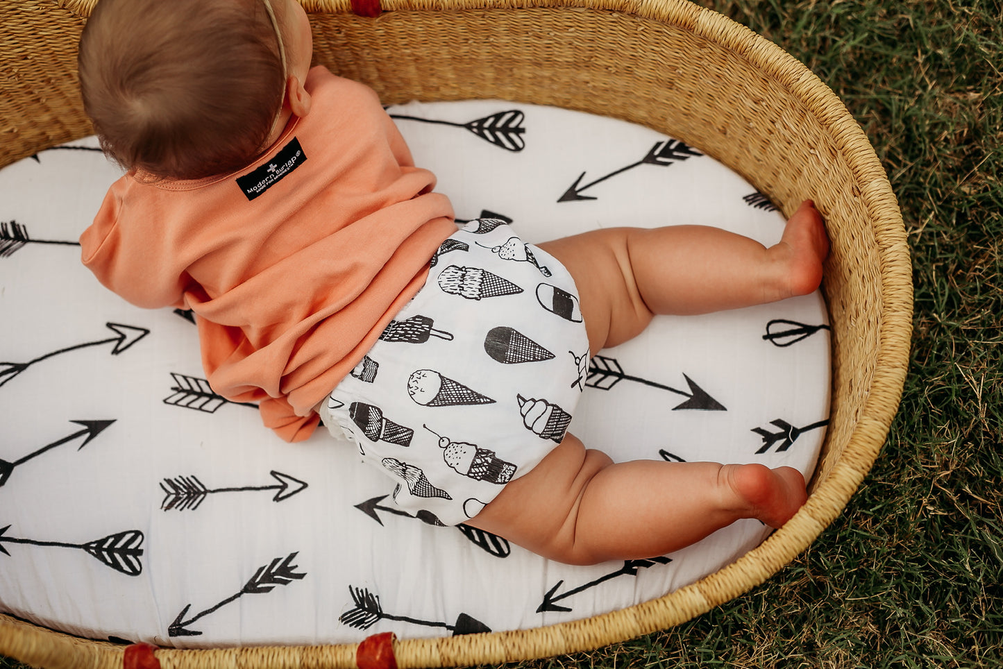 Arrows Bassinet + Small Changing Pad Sheet | GOTS Certified Organic Cotton Muslin
