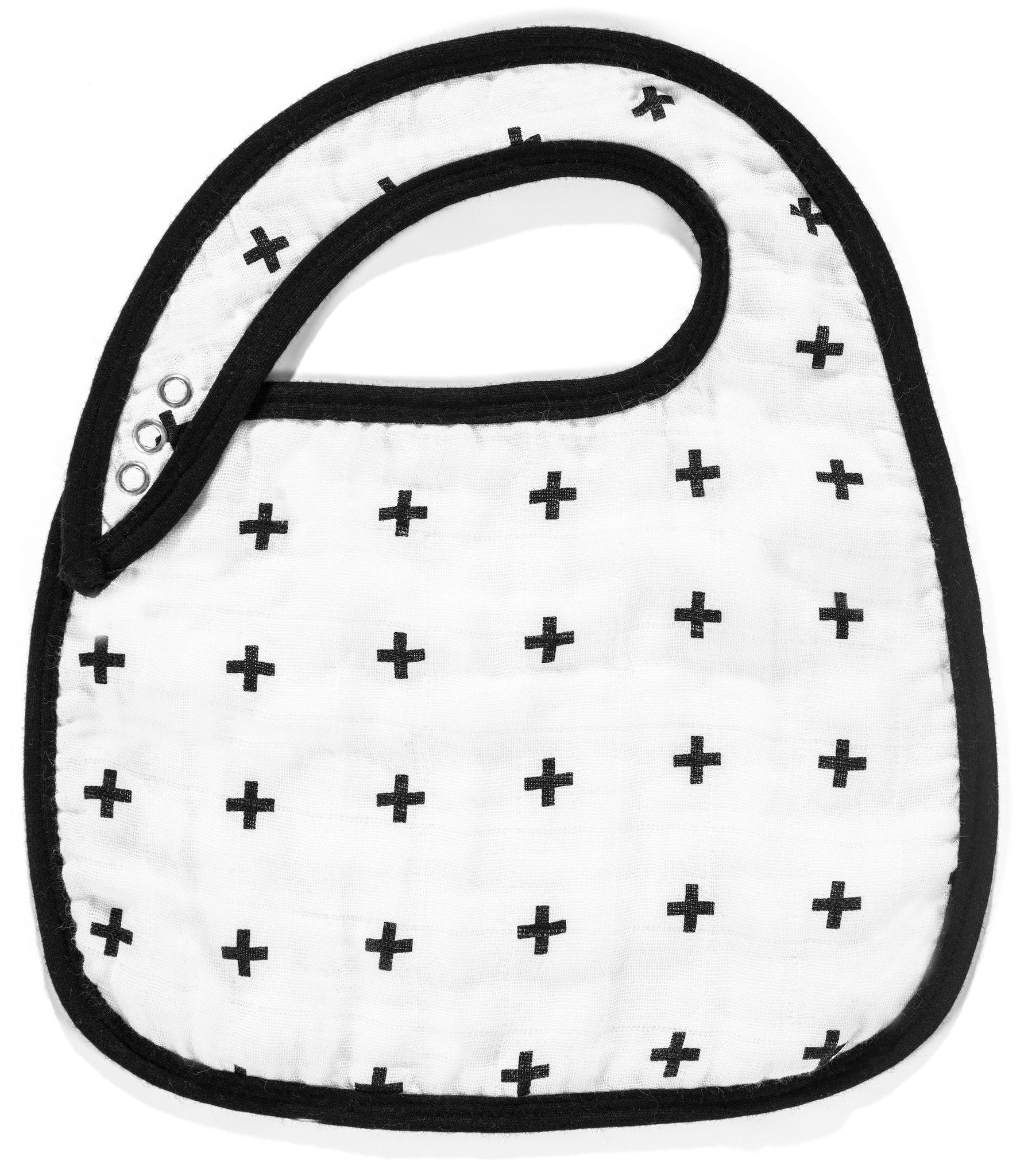 Swiss Cross organic muslin bib by Modern Burlap