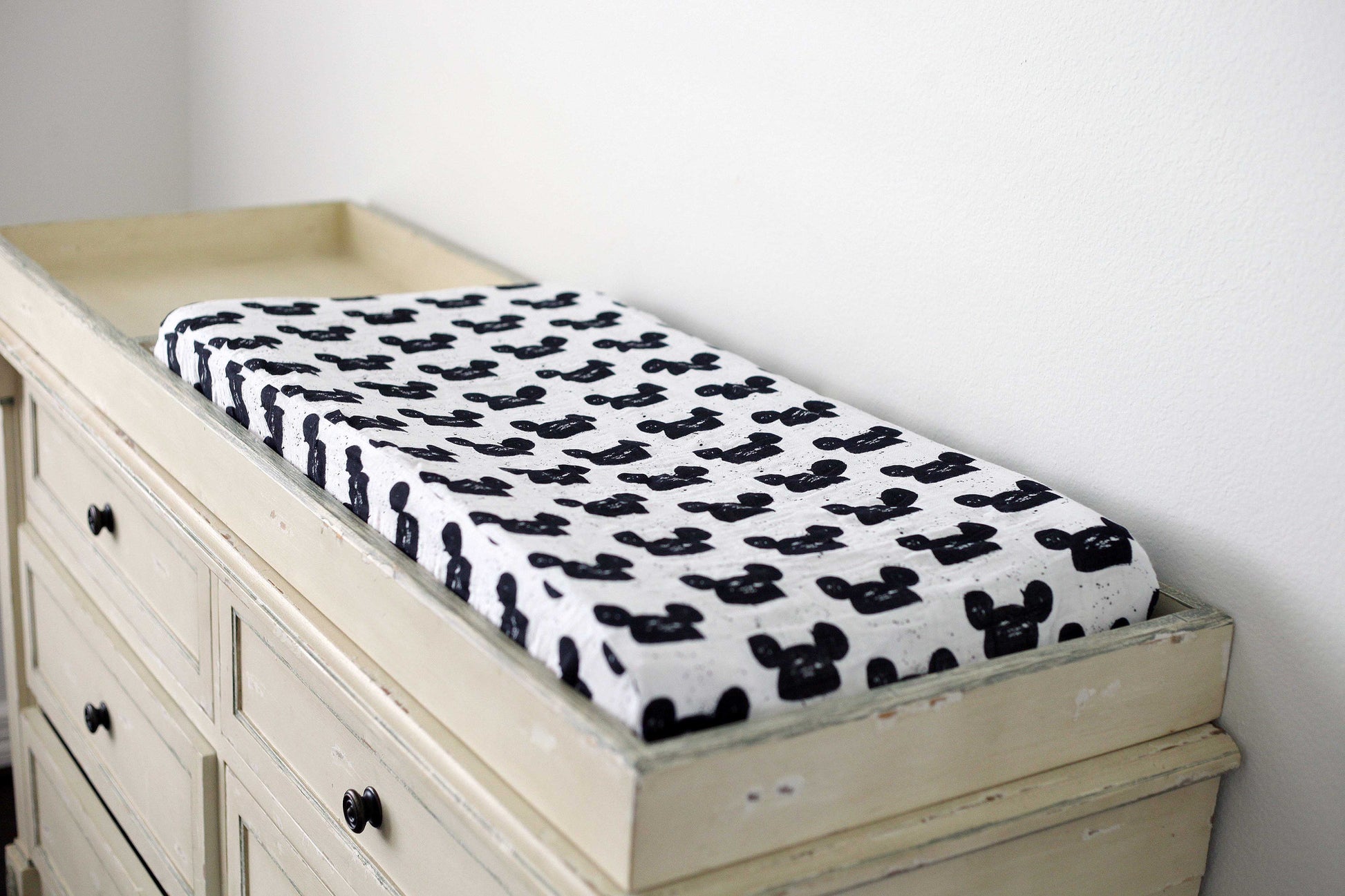 Modern Mouse black and white changing pad cover by Modern Burlap