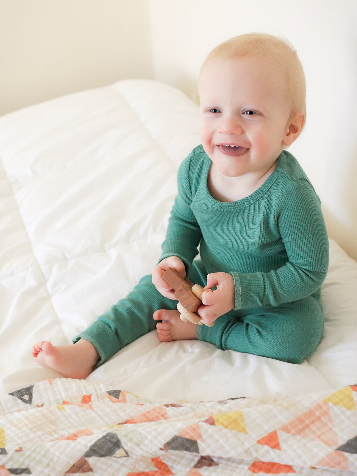 Organic Thermal Baby + Kids Pajama Set | Pine Green