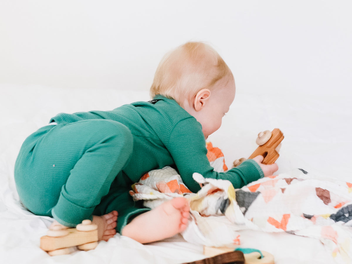Organic Thermal Baby + Kids Pajama Set | Pine Green