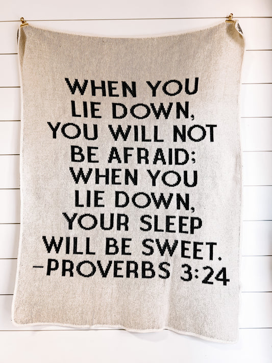 Proverbs 3:24 Recycled Cotton Throw Blanket | Made in USA