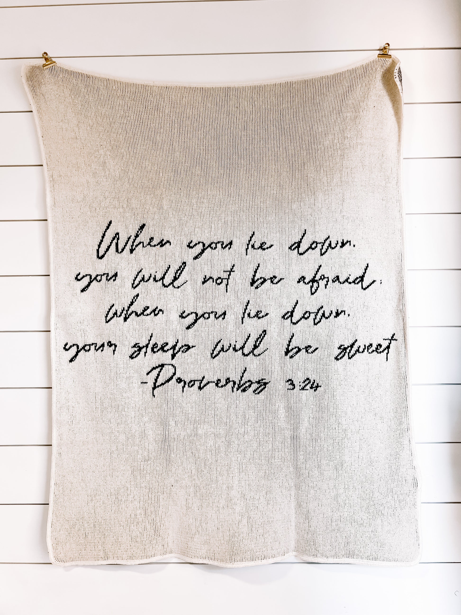 Proverbs 3:24 Recycled Cotton Throw Blanket | Made in USA | Natural