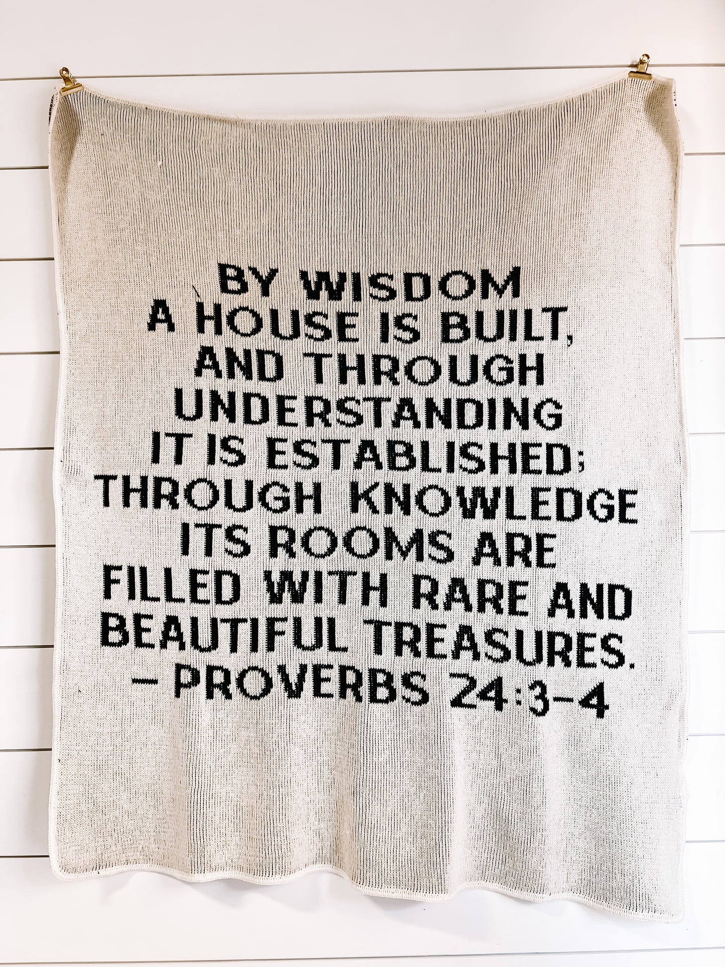 Proverbs 24:3-4 recycled cotton throw blanket by Modern Burlap