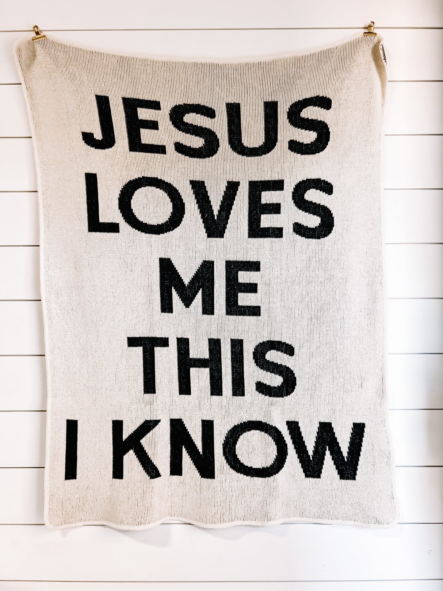 Jesus Loves Me Recycled Cotton Throw Blanket | Made in USA