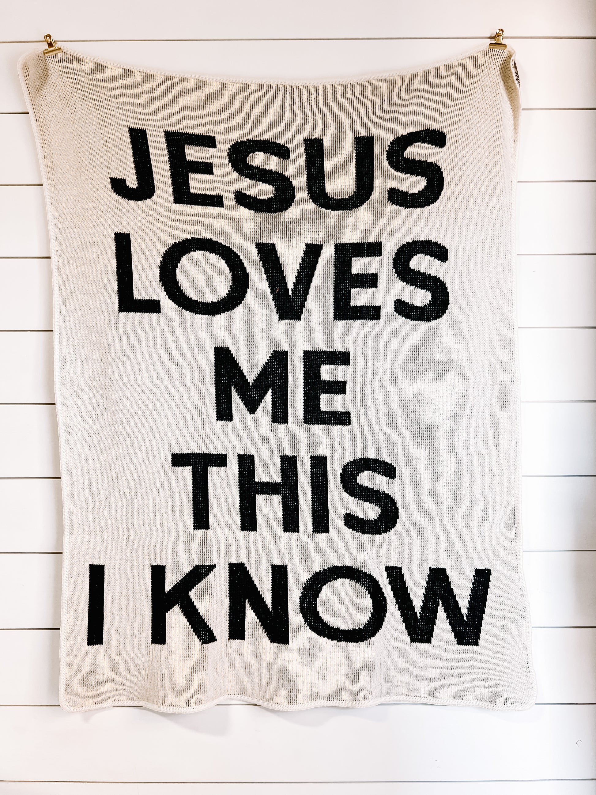 Jesus Loves Me Recycled Cotton Throw Blanket | Made in USA