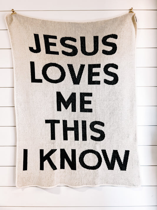 Jesus Loves Me Recycled Cotton Throw Blanket | Made in USA