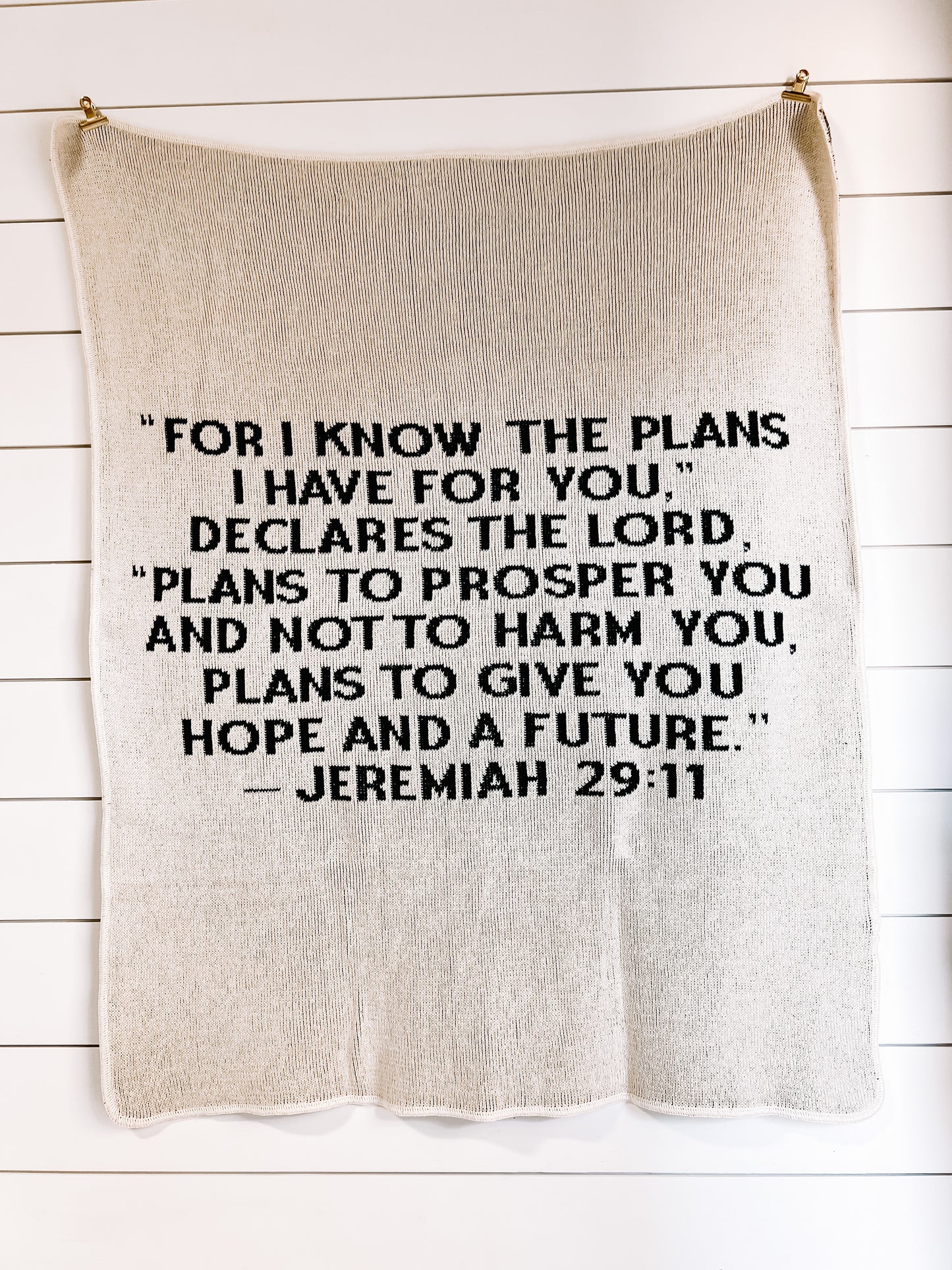 Jeremiah 29:11 Recycled Cotton Throw Blanket | Made in USA | Block Lettering