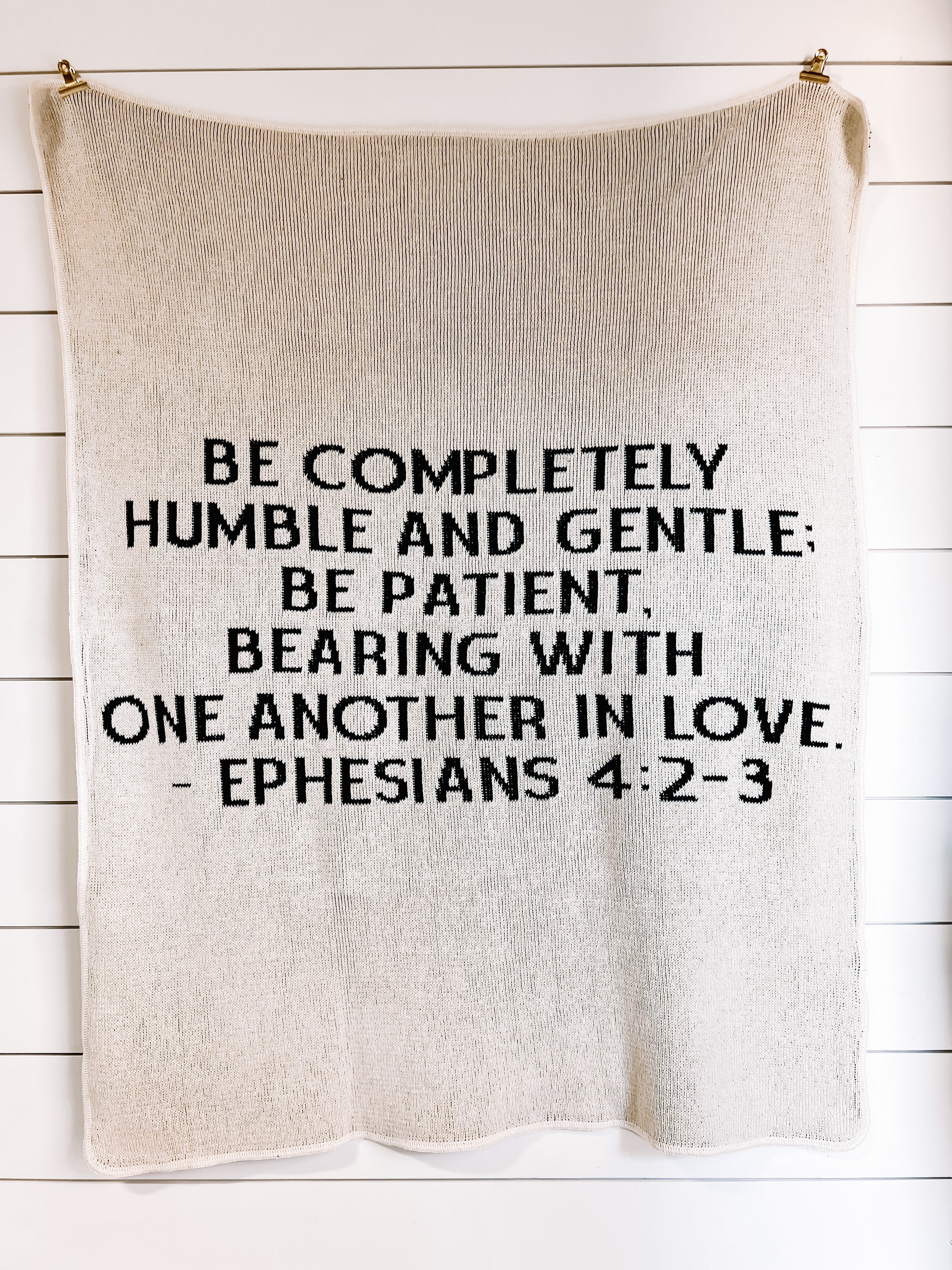 Ephesians 4:2-3 Recycled Cotton Throw Blanket | Made in USA