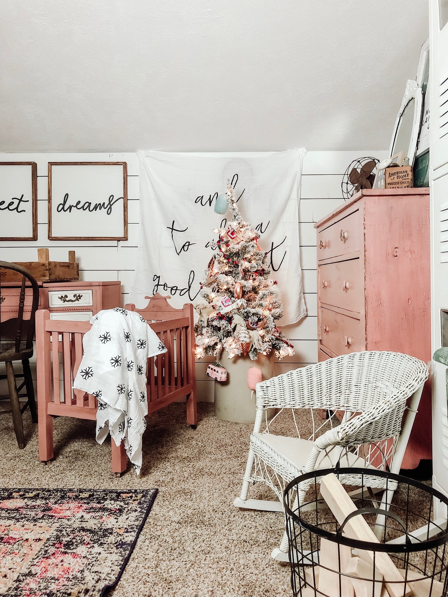 Snowflakes organic cotton muslin swaddle by Modern Burlap