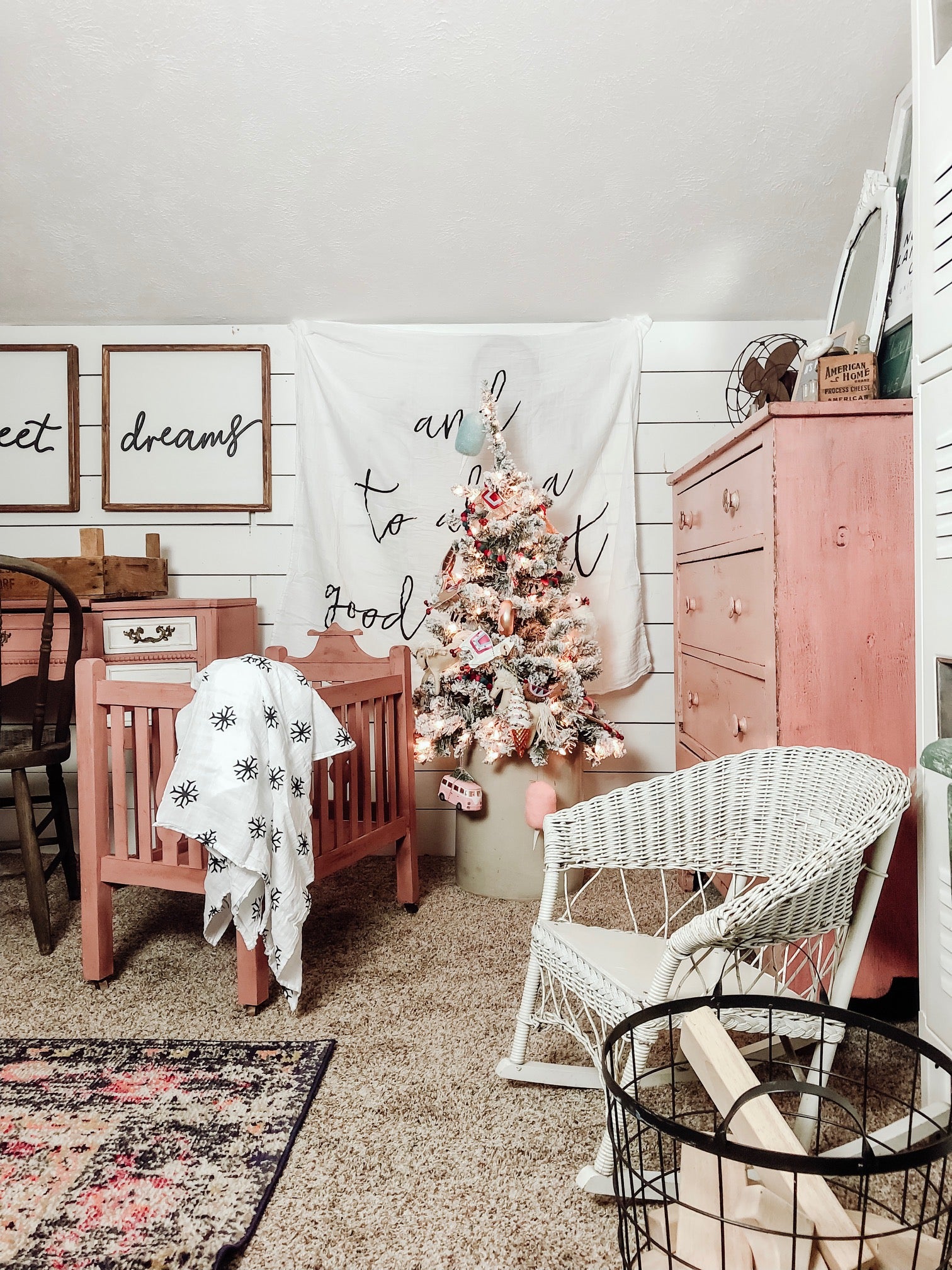 Snowflakes organic cotton muslin swaddle by Modern Burlap