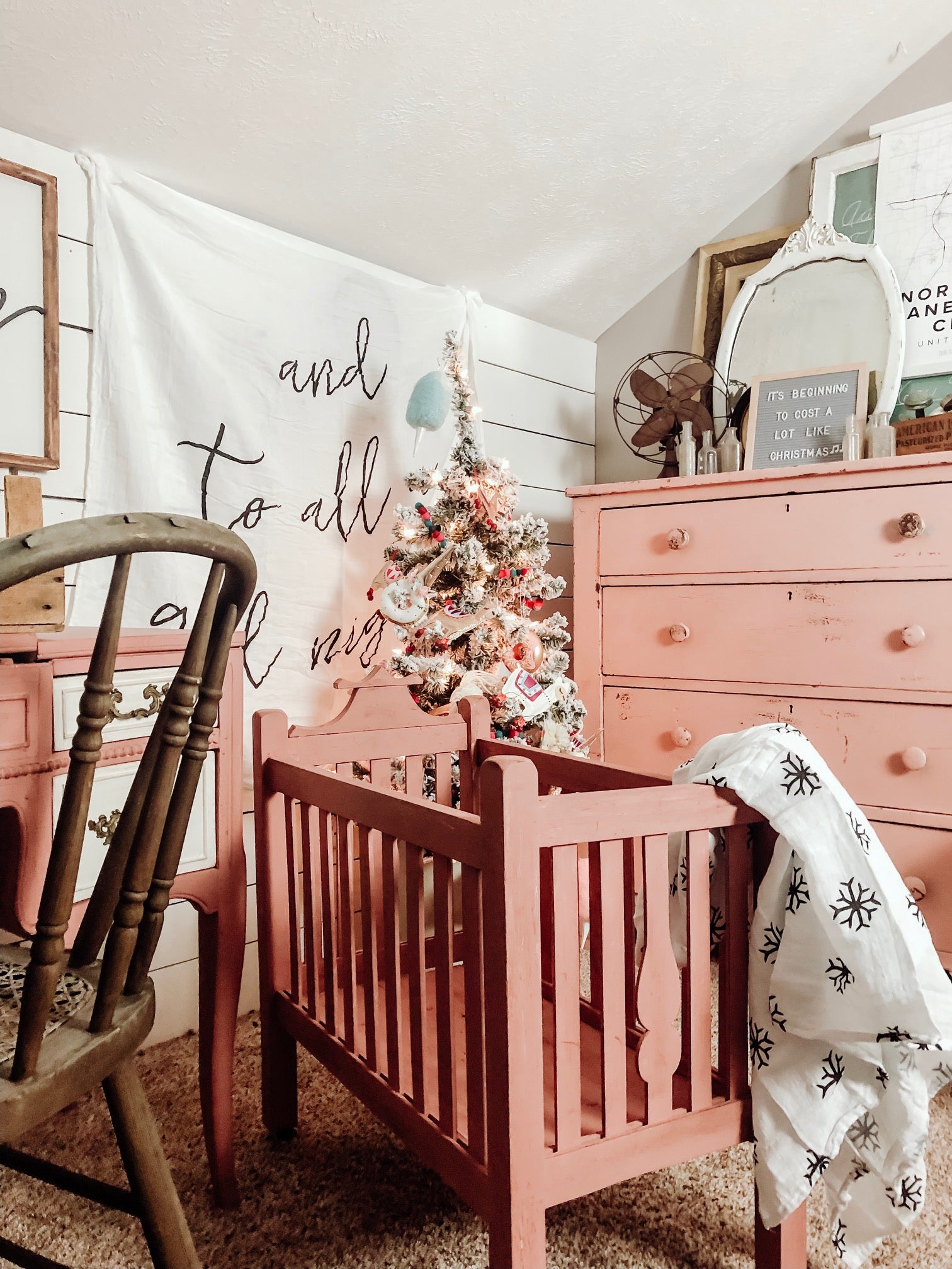 Snowflakes organic cotton muslin swaddle by Modern Burlap