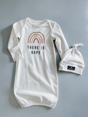 
                  
                    Load image into Gallery viewer, GOTS Certified Organic Cotton Gown + Hat Sets - Inspirational Sayings
                  
                
