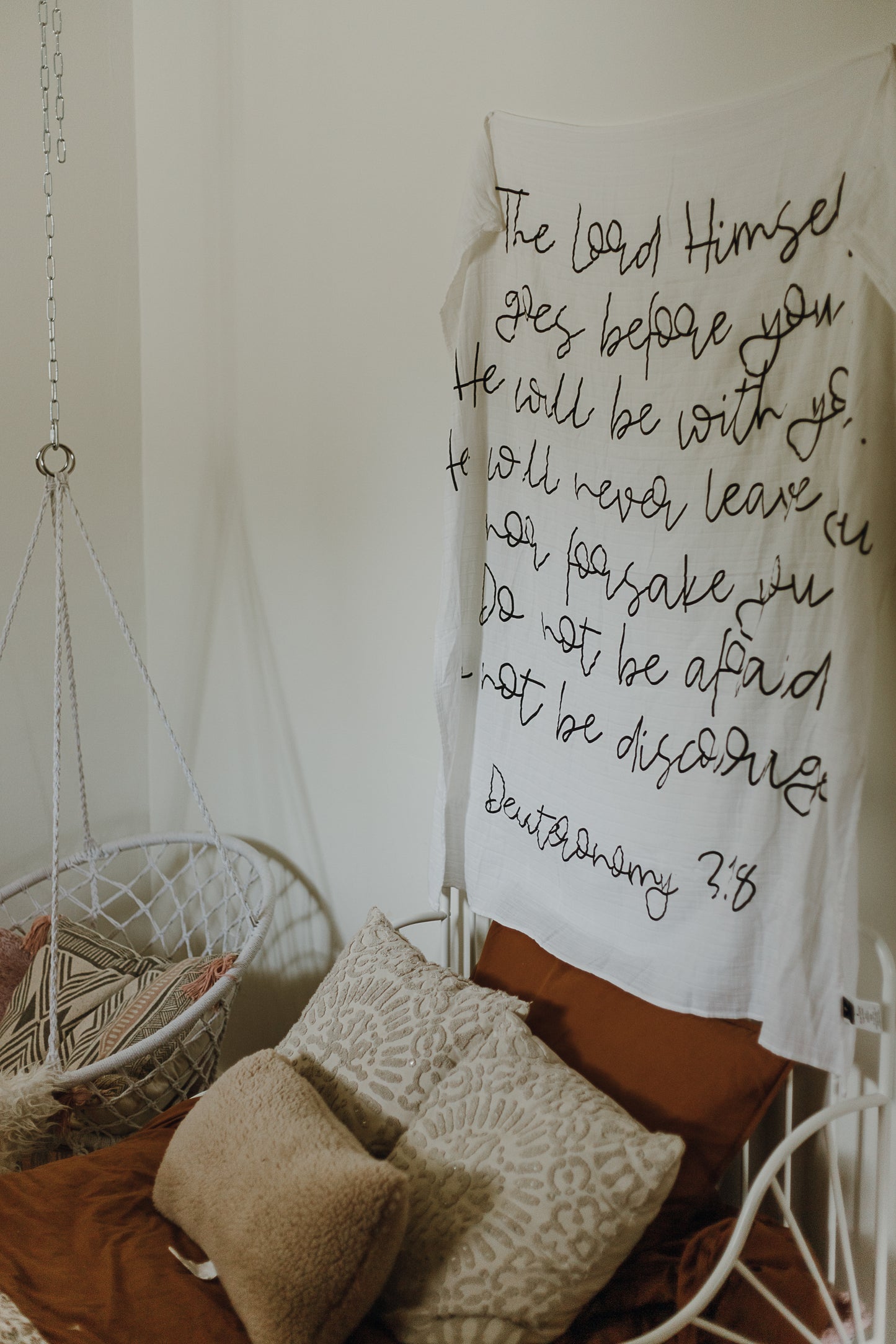 Deuteronomy 31:8 Christian baby gift by Modern Burlap