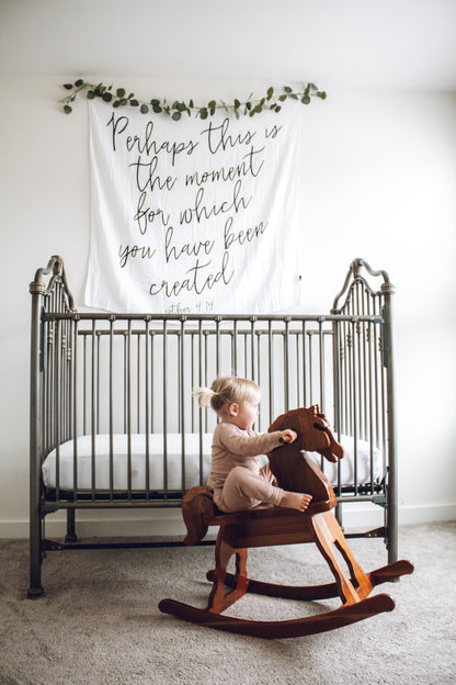 Esther 4:14 Scripture swaddle and wall art by Modern Burlap