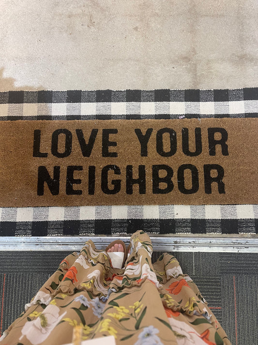 Black and white buffalo plaid coconut coir doormat runner by Modern Burlap