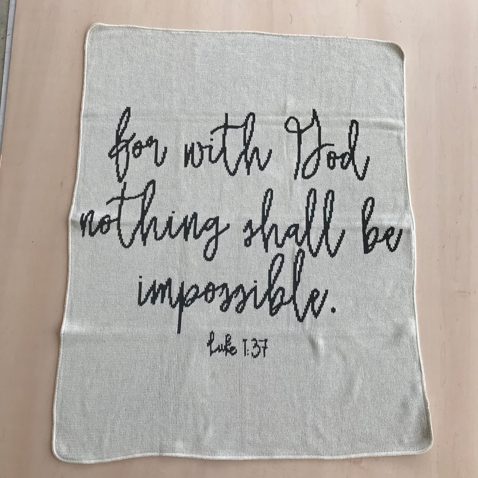 Luke 1:37 Recycled Cotton Throw Blanket | Made in USA