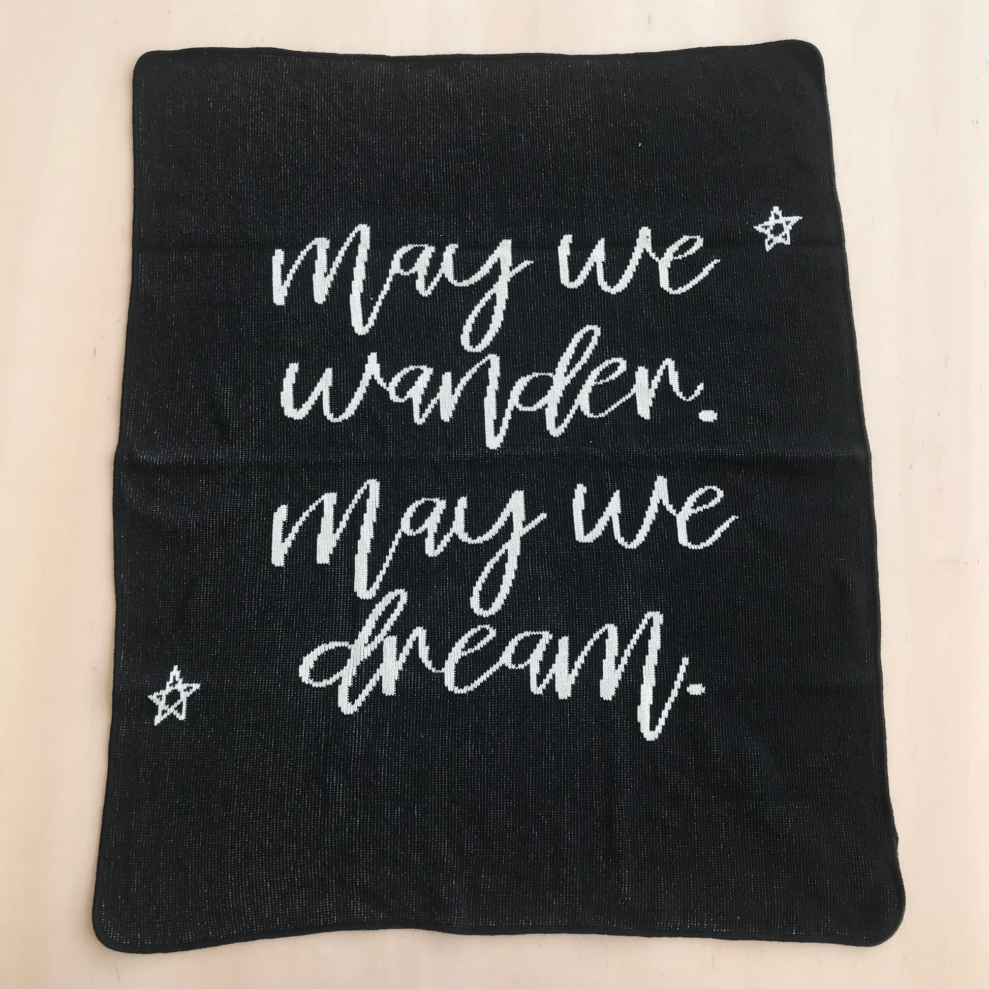 May We Wander May You Dream black throw blanket made in the USA