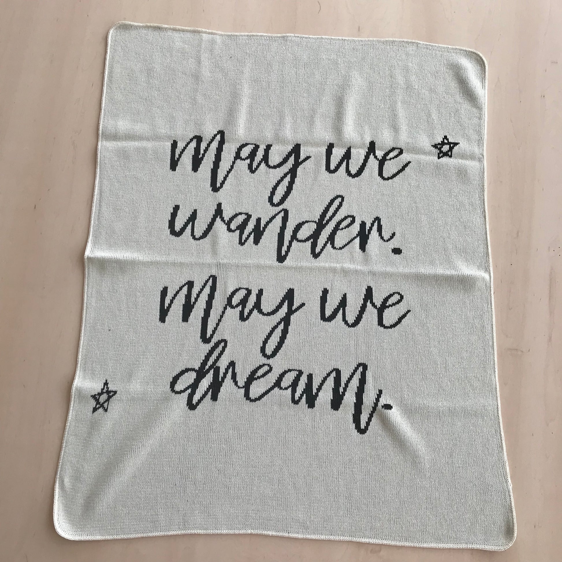 May We Wander May You Dream natural recycled cotton throw by Modern Burlap