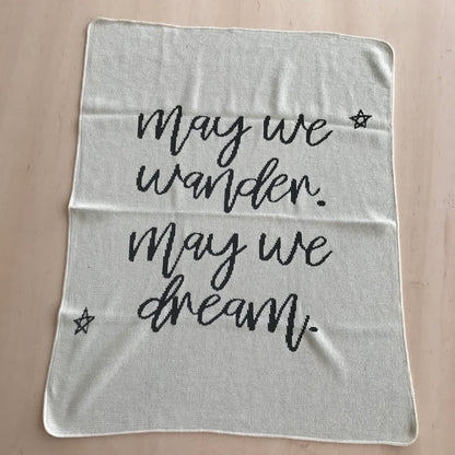 May We Wander May You Dream natural recycled cotton throw by Modern Burlap
