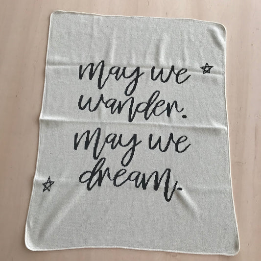 May We Wander May You Dream natural recycled cotton throw by Modern Burlap