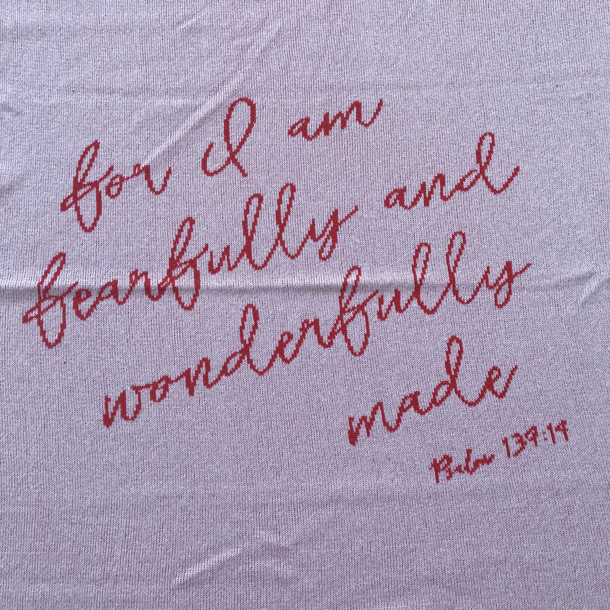 Fearfully and Wonderfully Made Recycled Cotton Throw | Made in USA | Lipstick