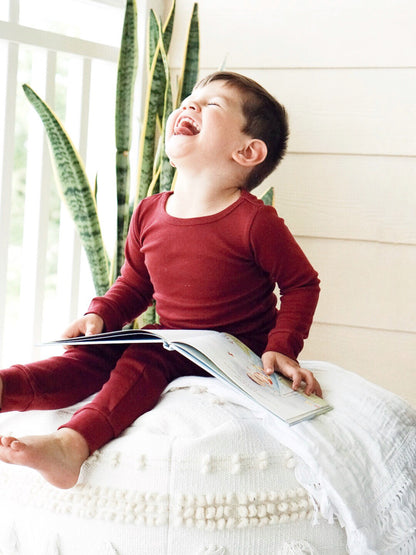 Organic Baby + Kids Pajama Set | Maroon