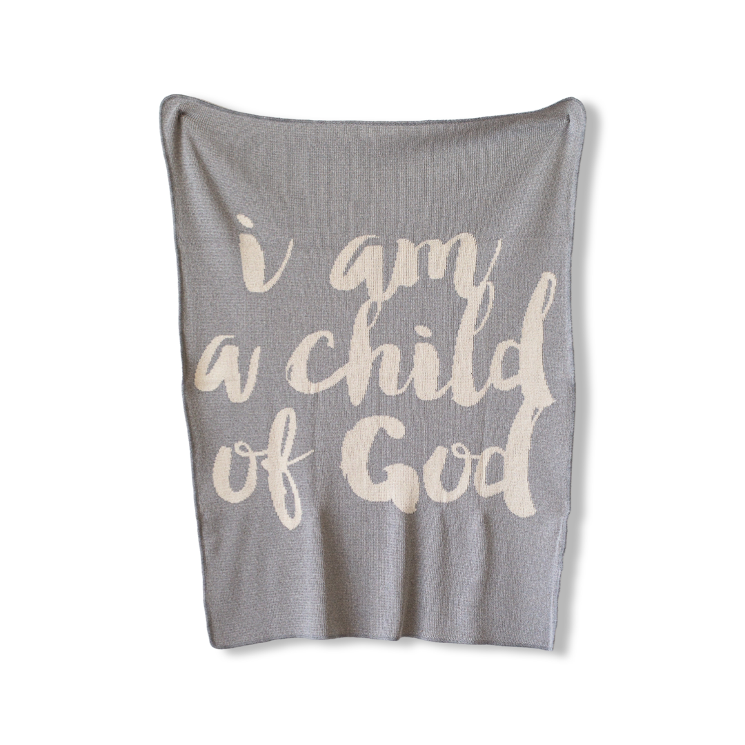 I Am a Child of God Recycled Cotton Throw Blanket | Made in USA
