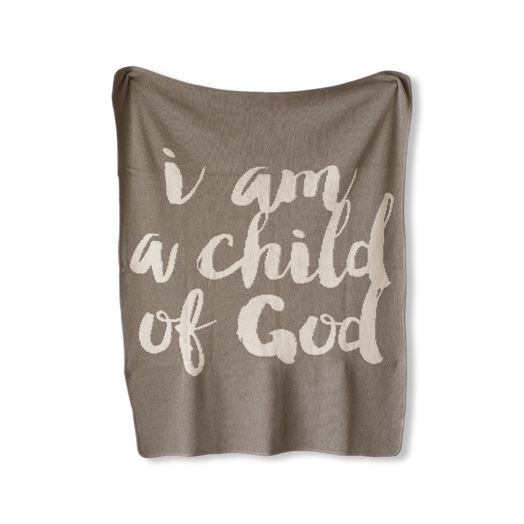 I Am a Child of God Recycled Cotton Throw Blanket | Made in USA