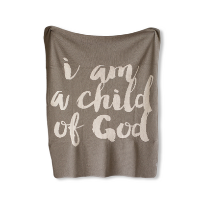 I Am a Child of God Recycled Cotton Throw Blanket | Made in USA