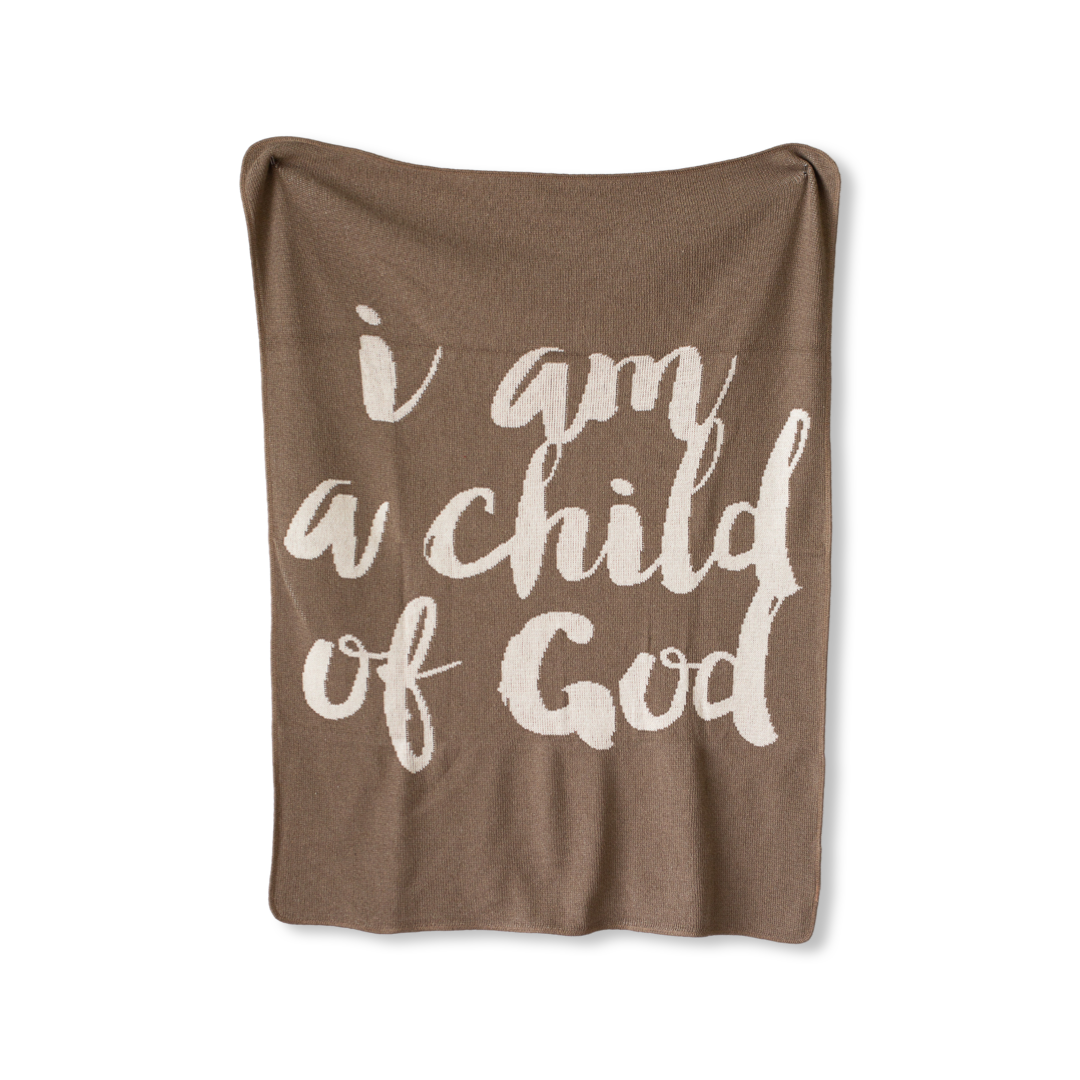 I Am a Child of God Recycled Cotton Throw Blanket | Made in USA