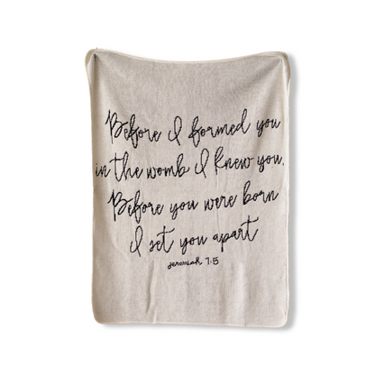 Jeremiah 1:5 Recycled Cotton Throw Blanket | Made in USA
