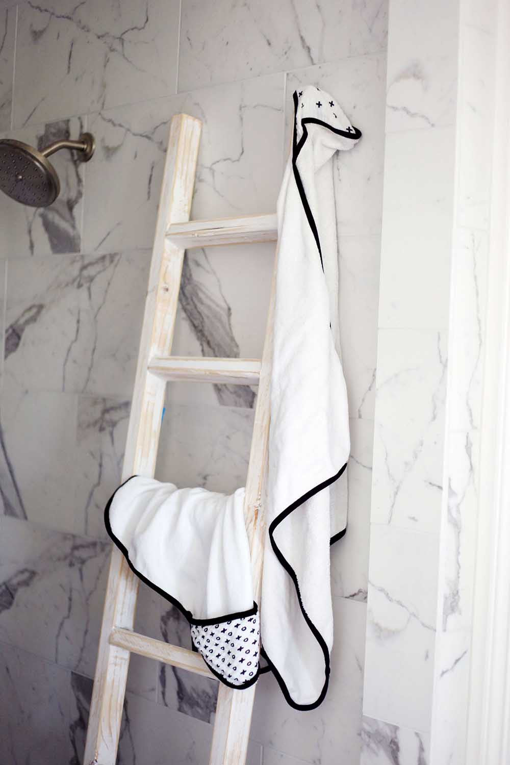 Swiss Cross organic muslin hooded baby towel by Modern Burlap