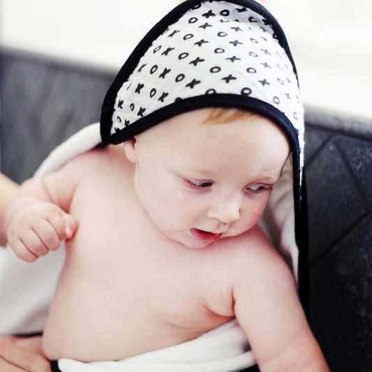 XO organic muslin hooded baby towel by Modern Burlap