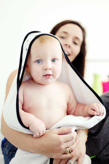 Swiss Cross Muslin + Terry Hooded Baby Towel | GOTS Certified Organic Cotton Muslin Hood