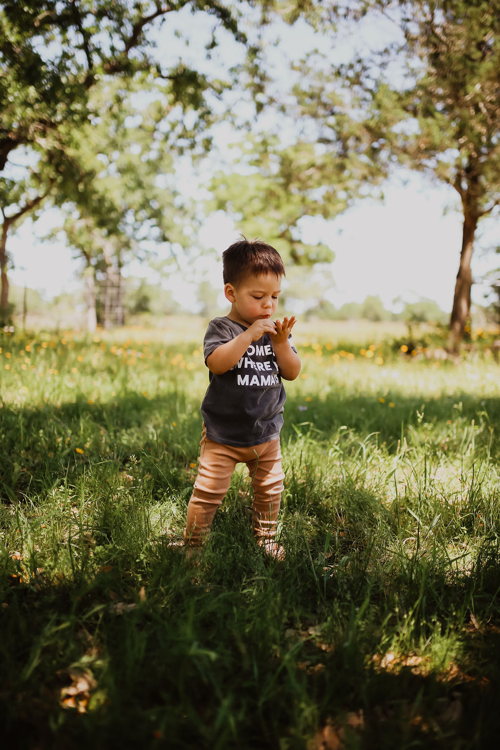 Home is where the mama is Kids Scoop Neck Tee -  Charcoal