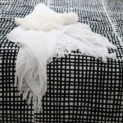 White Fringe Organic Swaddle | GOTS Certified Organic Cotton Muslin