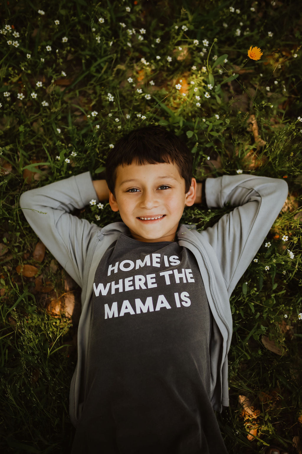 Home is where the mama is Kids Scoop Neck Tee -  Charcoal