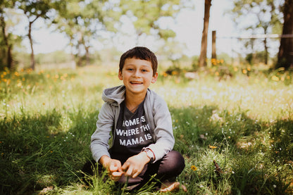 Home is where the mama is Kids Scoop Neck Tee -  Charcoal